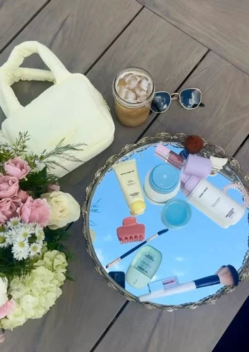 Sincerely Yours products on a mirror tray